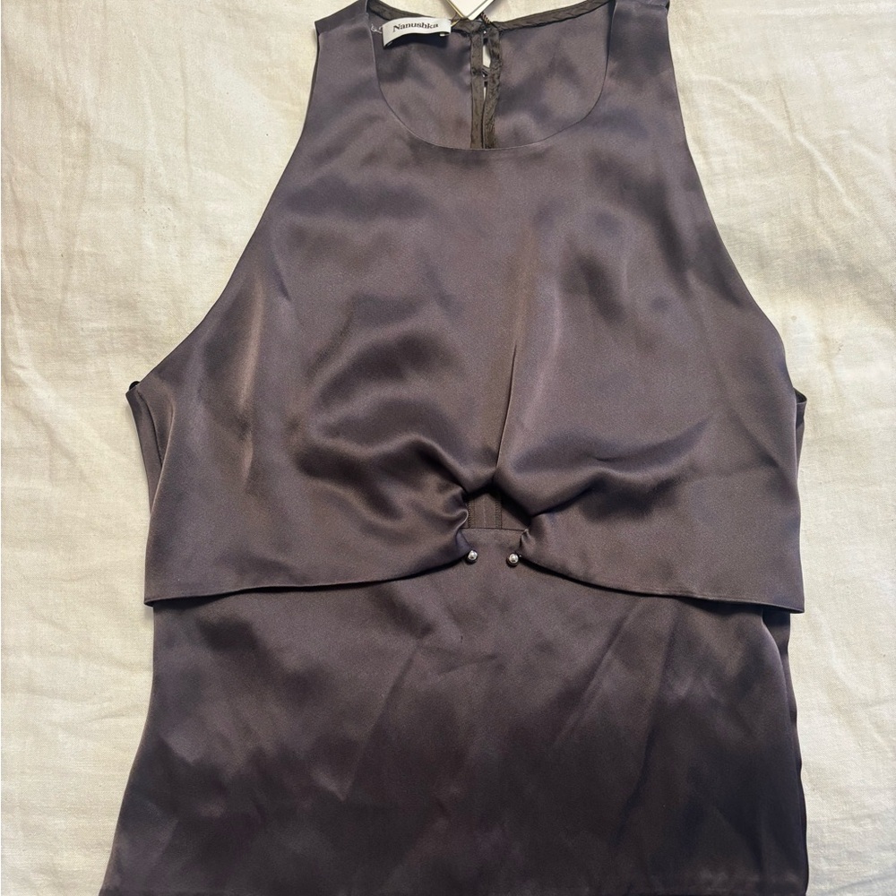 Nanushka Brown Elegant Satin Tank